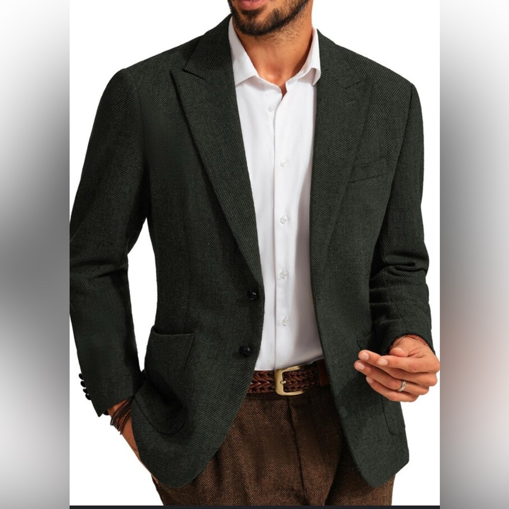 PJ Paul Jones Men’s Charcoal Herringbone Wool Blend Blazer Jacket Size XL NWT